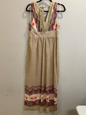 Johnathon Martin Boho Eyelet Beaded Trim Maxi Dress Size 12